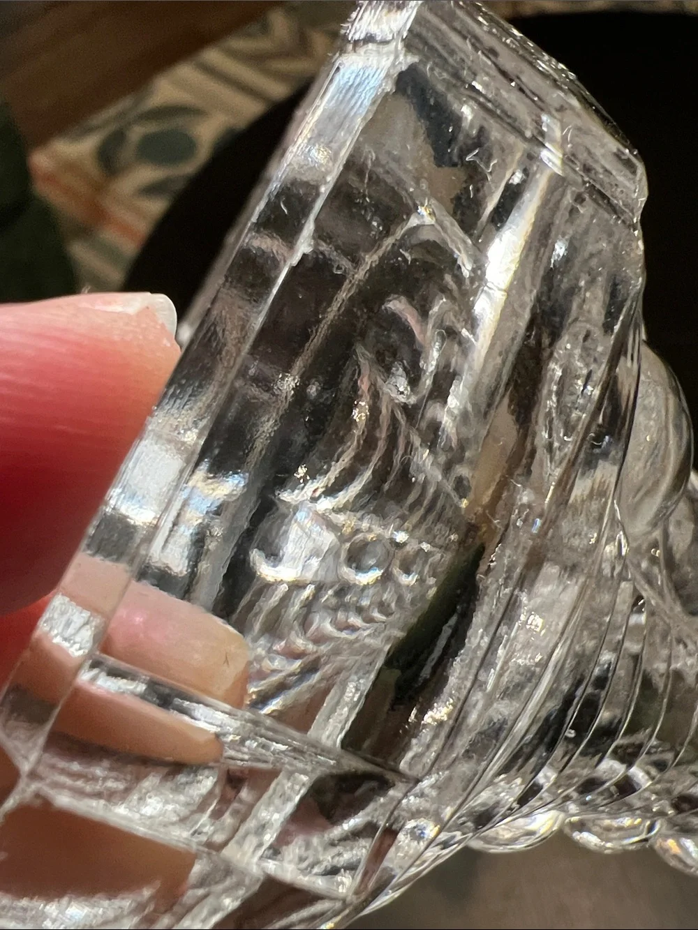 Vintage 1930s Val Saint Lambert Eye Winker Style Clear Glass Candlestick Holder